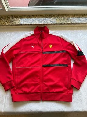 Puma Ferrari Scuderia Logo Red T7 Tracksuit Jacket Men’s Size XL Fully Zipped